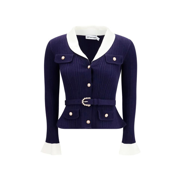 Self-Portrait 41% Polyamide cardigan in navy