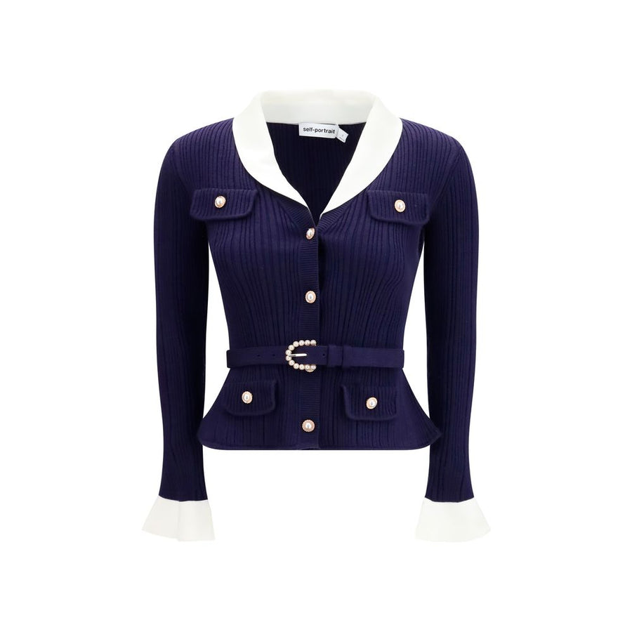 Self-Portrait 41% Polyamide cardigan in navy