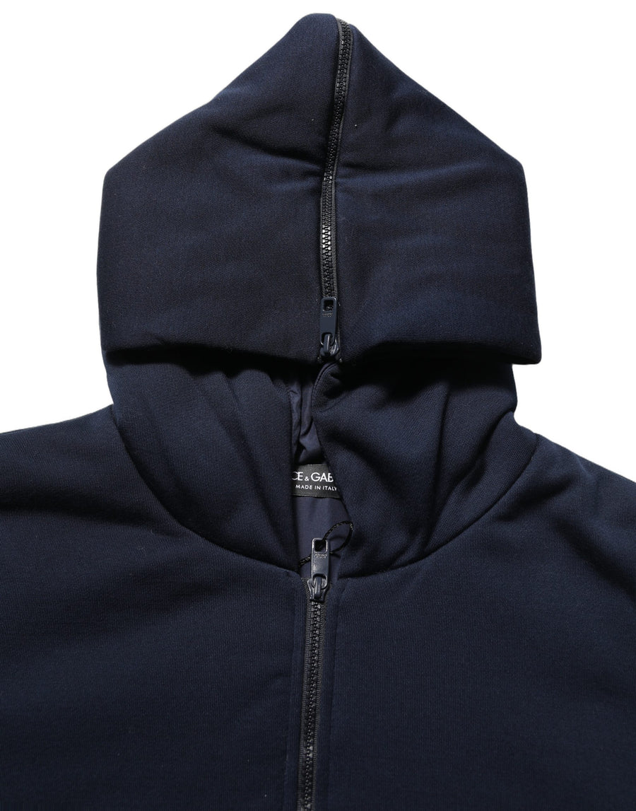 Dolce & Gabbana 100% Cotton hooded bomber jacket in black