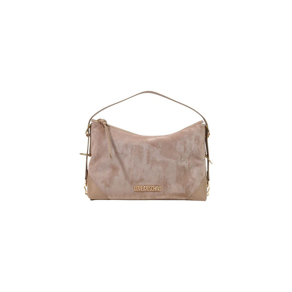 Love Moschino Polyester with eco-leather details shoulder bag in beige