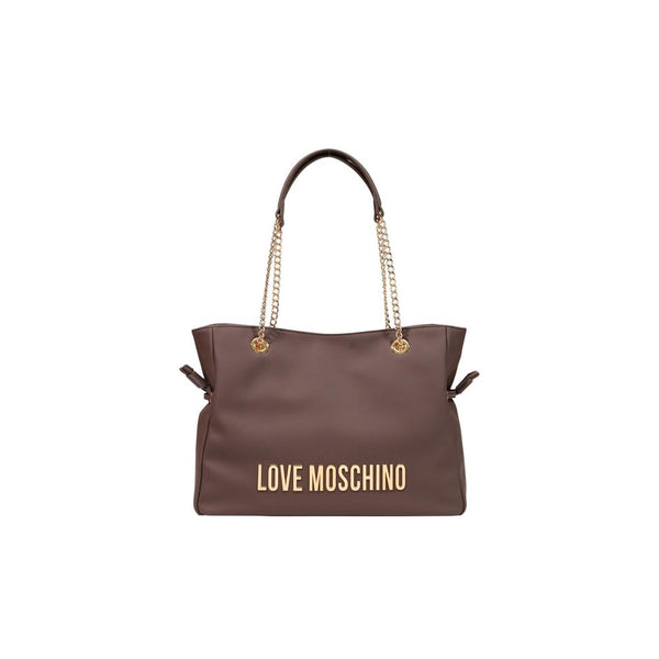 Love Moschino Polyurethane with 100% polyester shoulder bag in brown