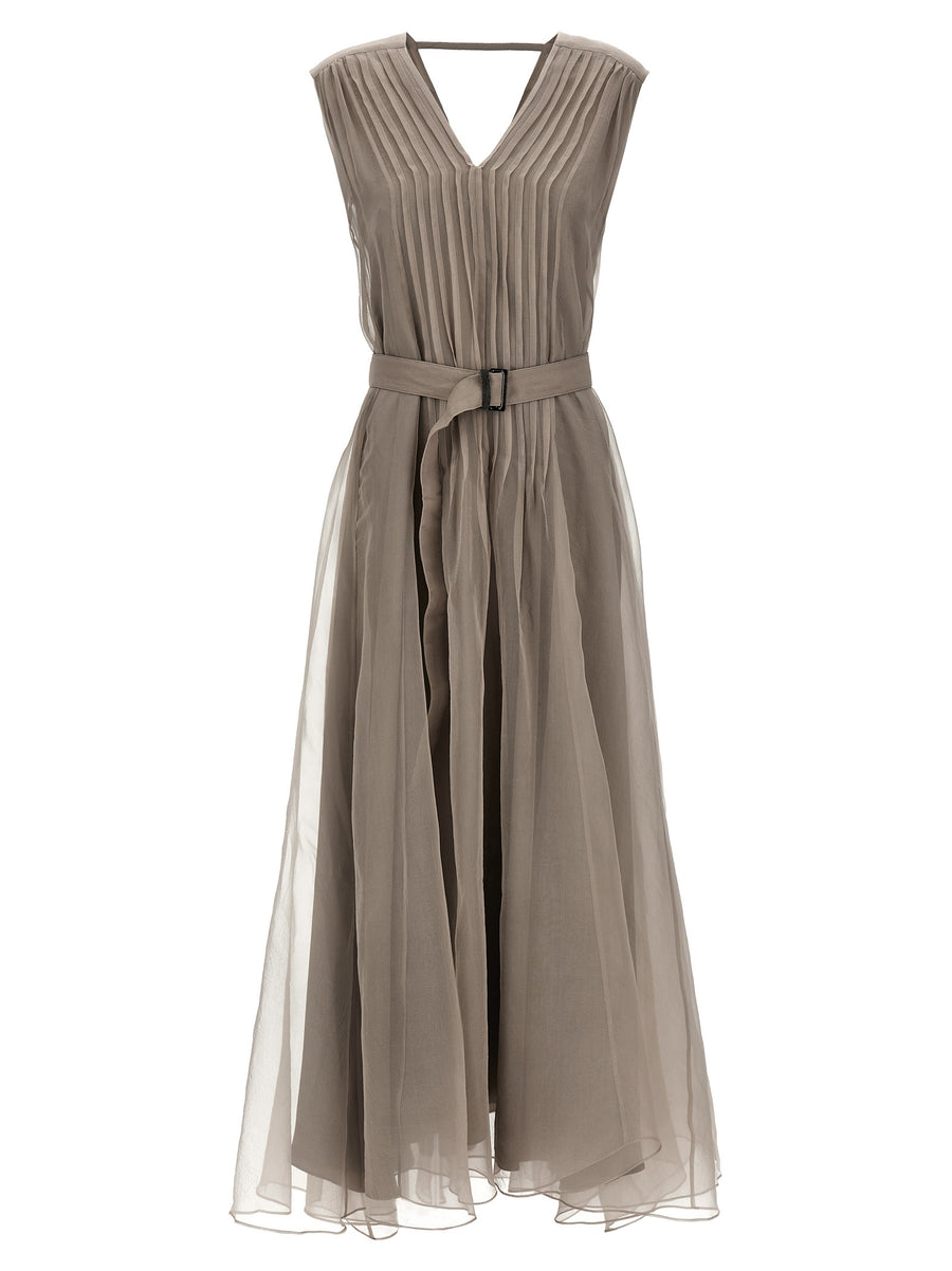 Brunello Cucinelli 100% Silk dress in beige
