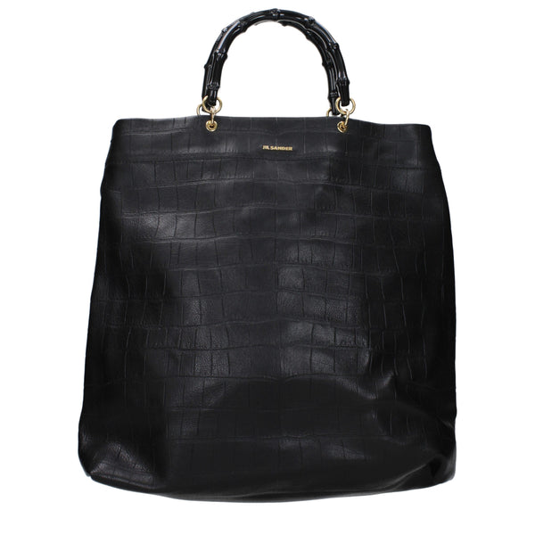 Jil Sander Leather shoulder bag in black