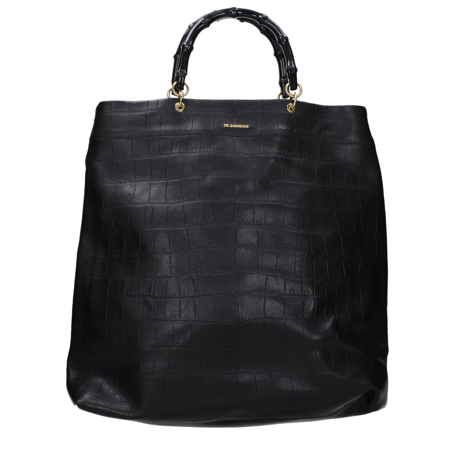 Jil Sander Leather shoulder bag in black