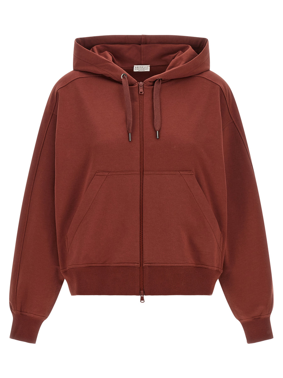 Brunello Cucinelli 98% cotton hoodie in red