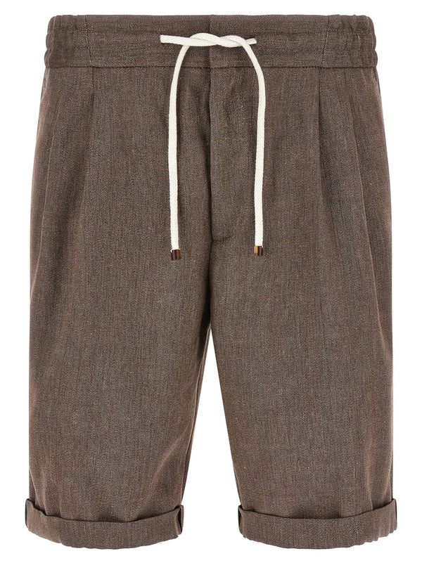 Brunello Cucinelli 60% Linen bermuda shorts in brown