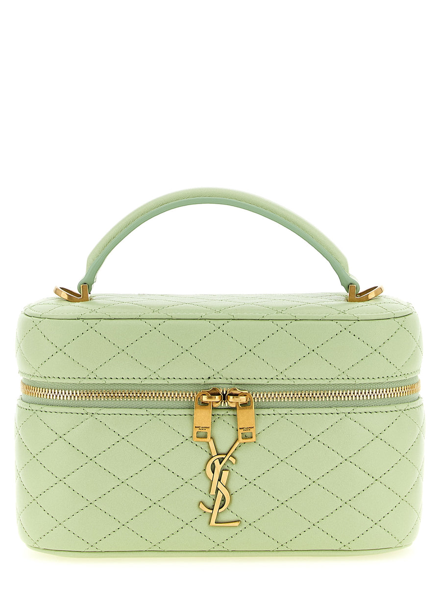 Saint Laurent 100% lamb leather top handle bag in green