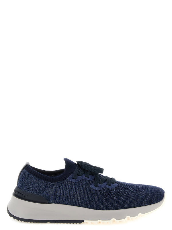 Brunello Cucinelli 89% cotton sneaker in blue