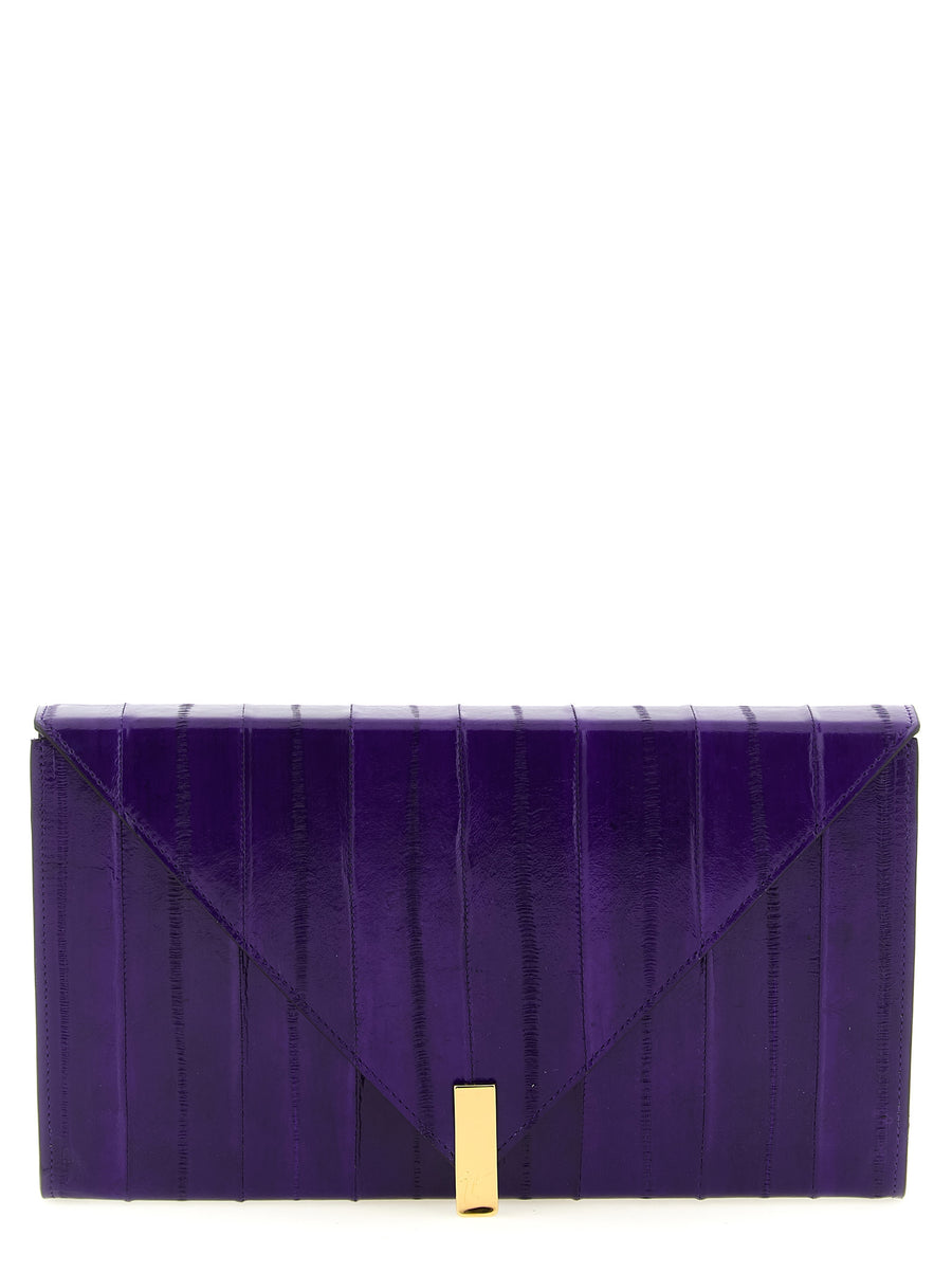 Giuseppe Zanotti Eel leather with glossy finish clutch in purple
