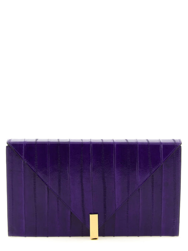 Giuseppe Zanotti Eel leather with glossy finish clutch in purple