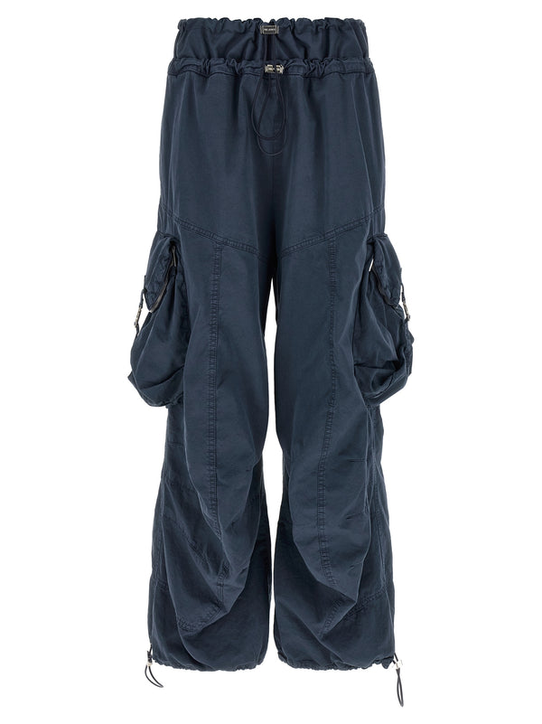 The Attico Overdyed cotton gabardine canvas cargo pants in navy