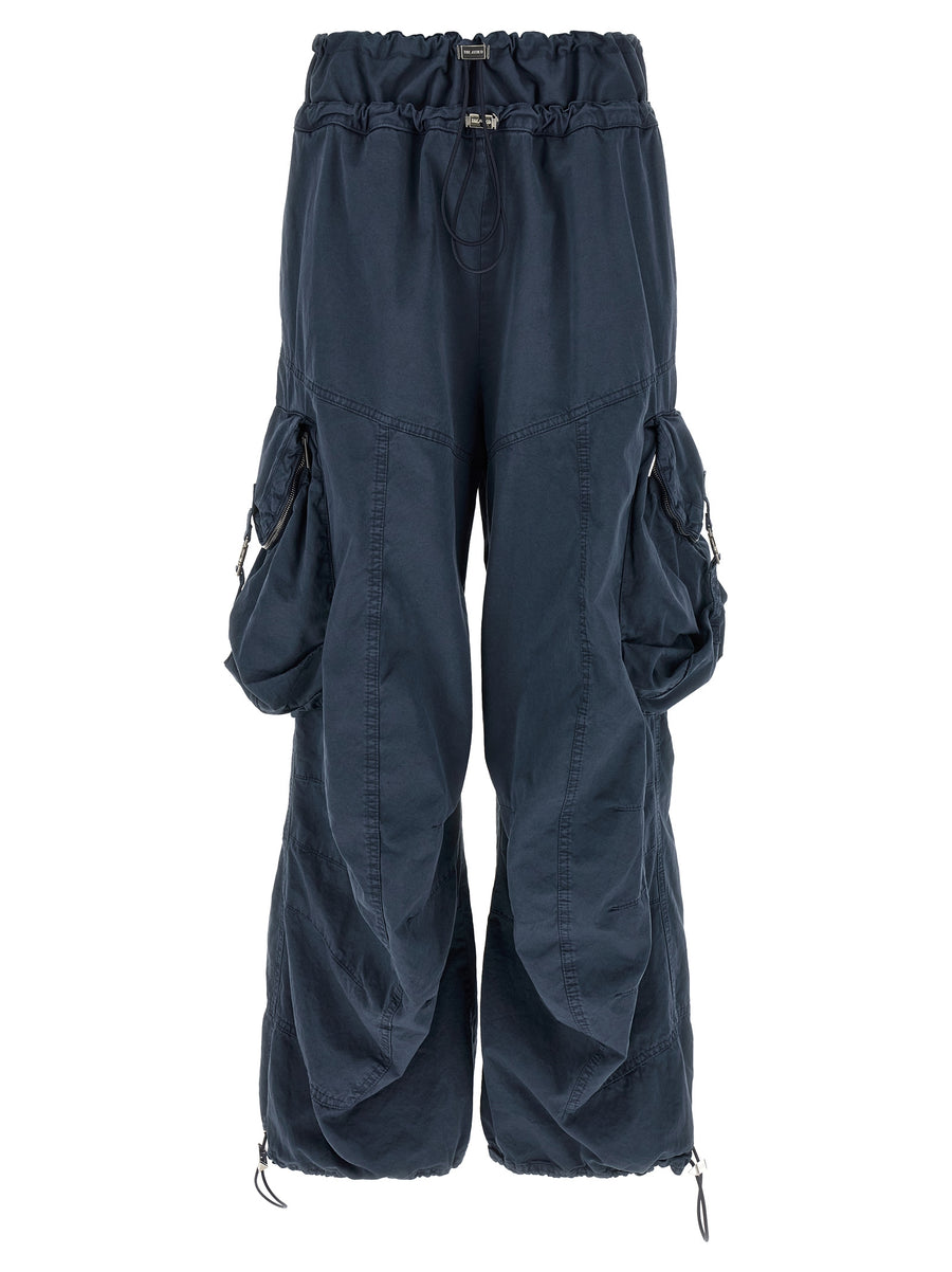 The Attico Overdyed cotton gabardine canvas cargo pants in navy