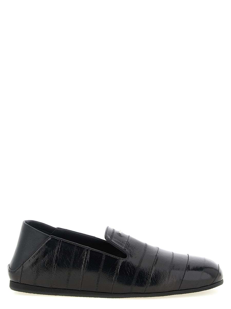 Giuseppe Zanotti Black eel leather with smooth leather folding heel loafer in black