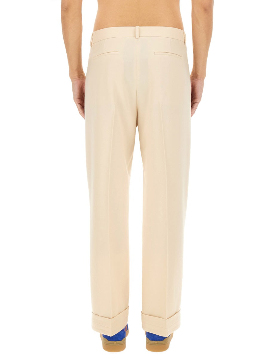 Wool Pants Beige Virgin Trousers