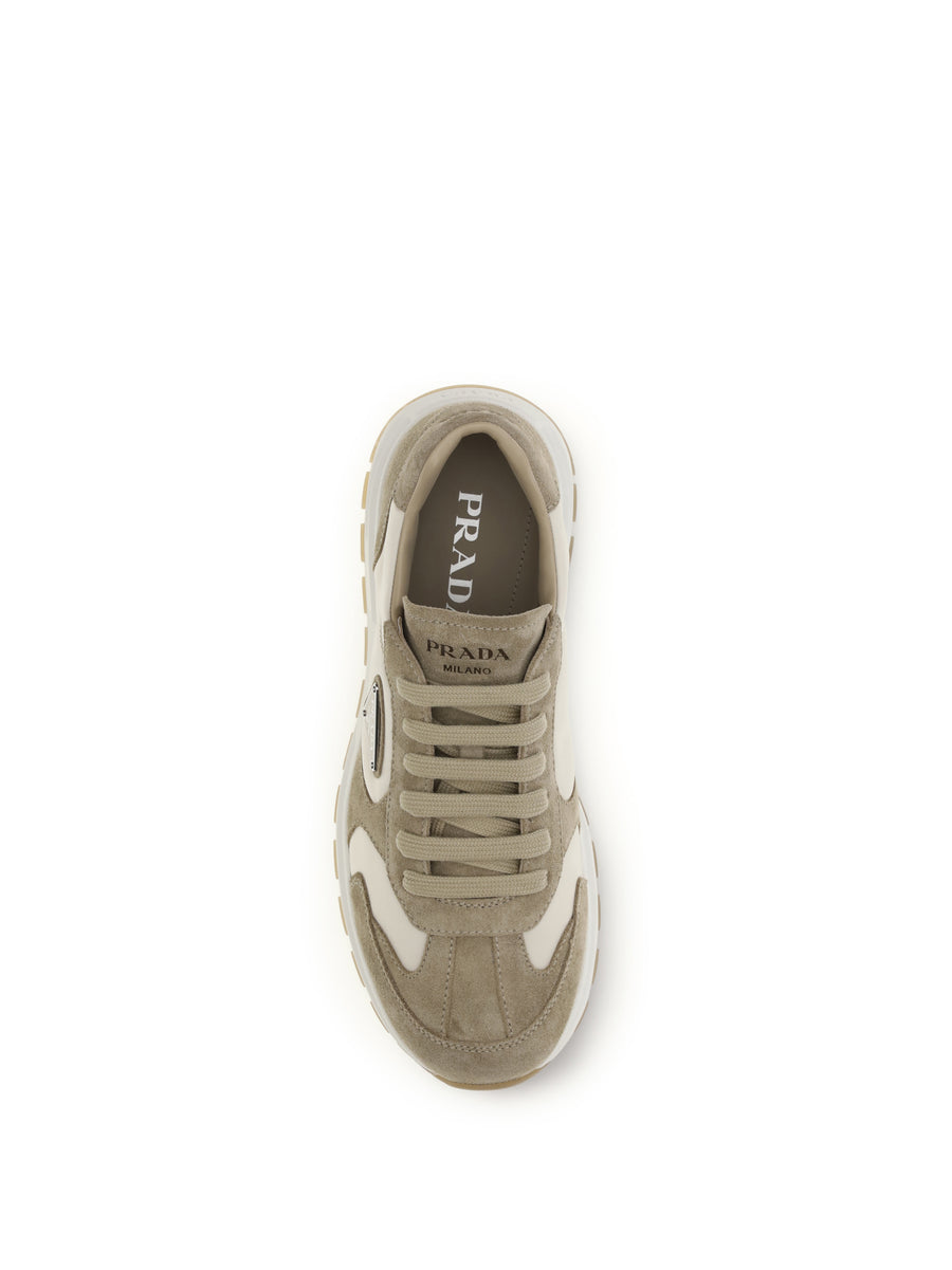 Sneakers Prax Suede And Re-Nylon Desert/ivory Lace-up Shoes