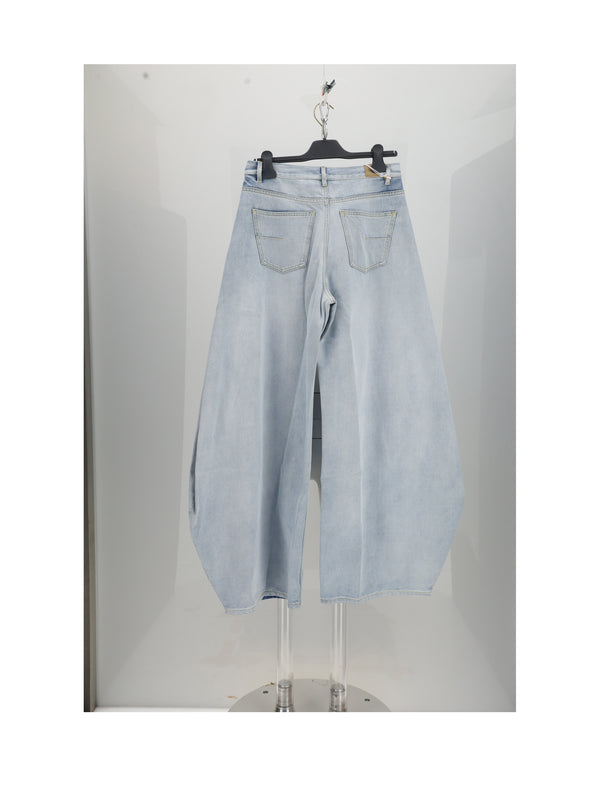 Baggy Denim Jeans Grey Cotton