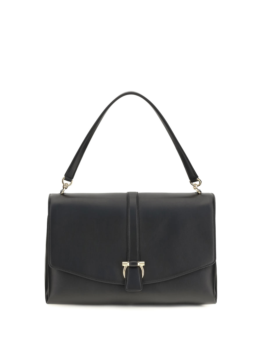 Ferragamo 100% Calf Leather Bos Taurus shoulder bag in black