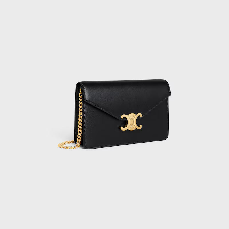 Celine Shiny calfskin wallet on chain in black