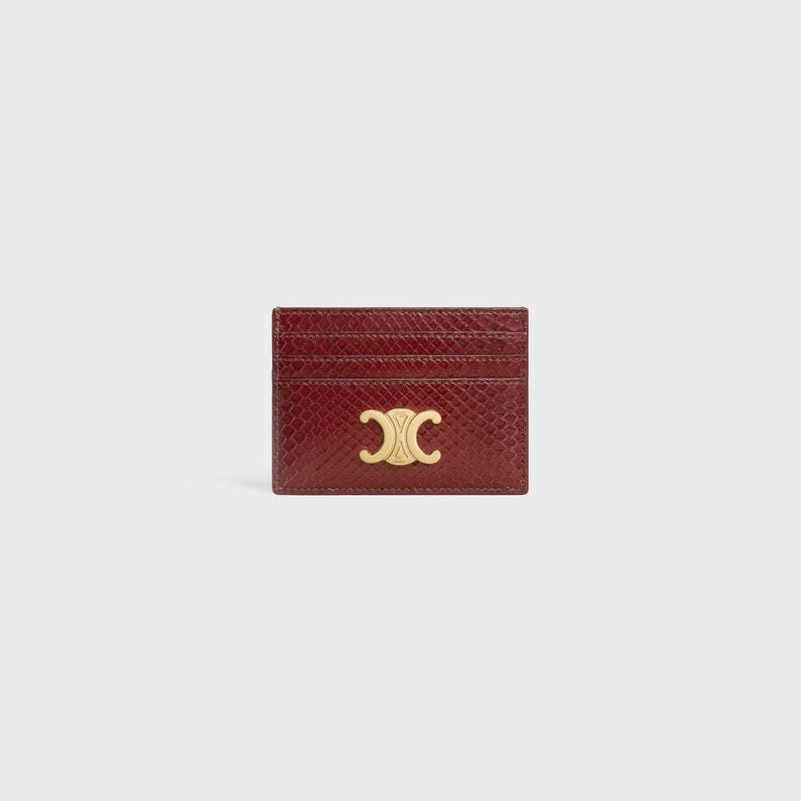 Celine Python leather card case in red