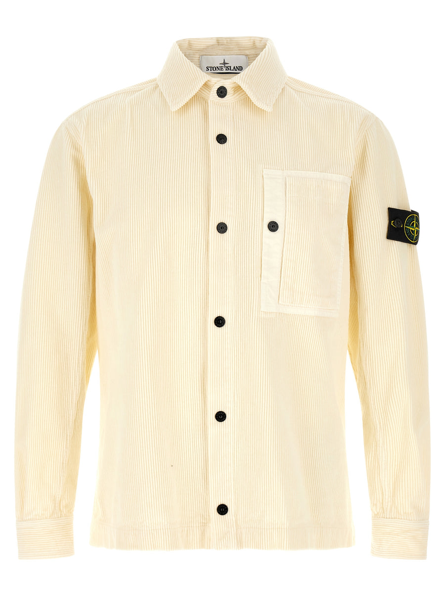Stone Island 100% Cotton overshirt in white