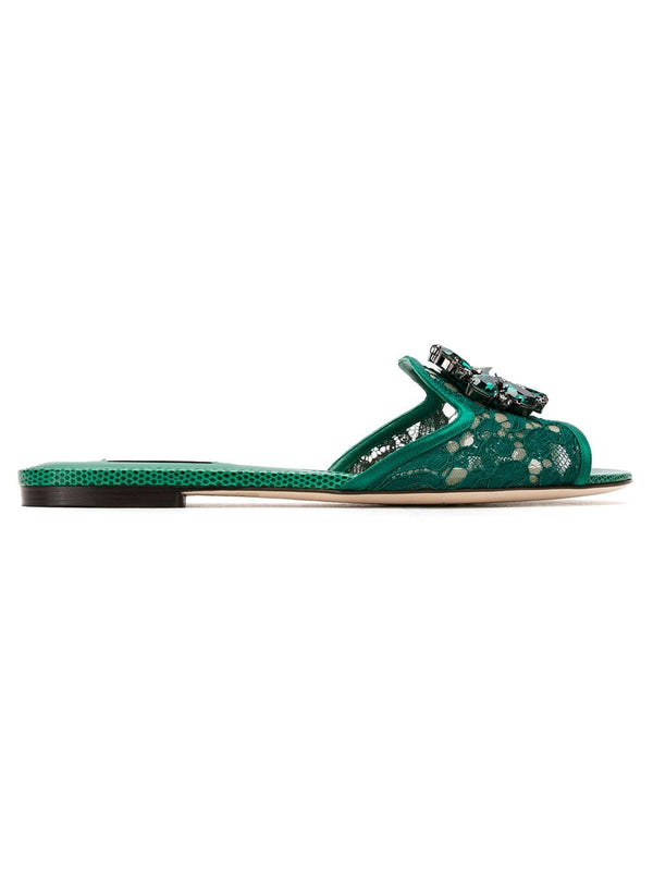 Dolce & Gabbana Slippers in lace with crystals