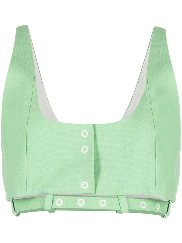 Ganni Organic cotton tank top in green