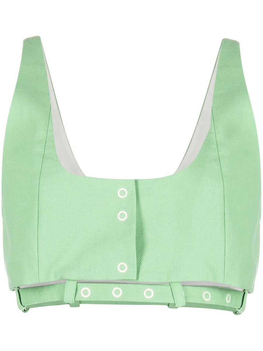 Ganni Organic cotton tank top in green