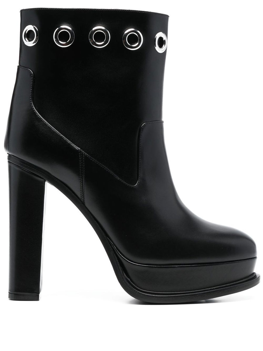 Alexander McQueen Eyelet-Detailed Platform Boot — Black
