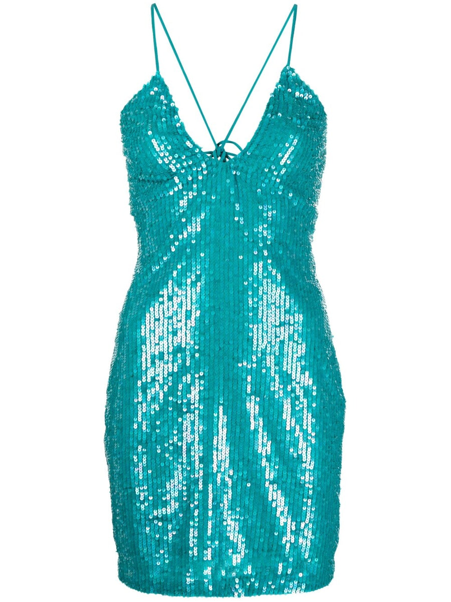 P.A.R.O.S.H. Sequined Dress — Turquoise