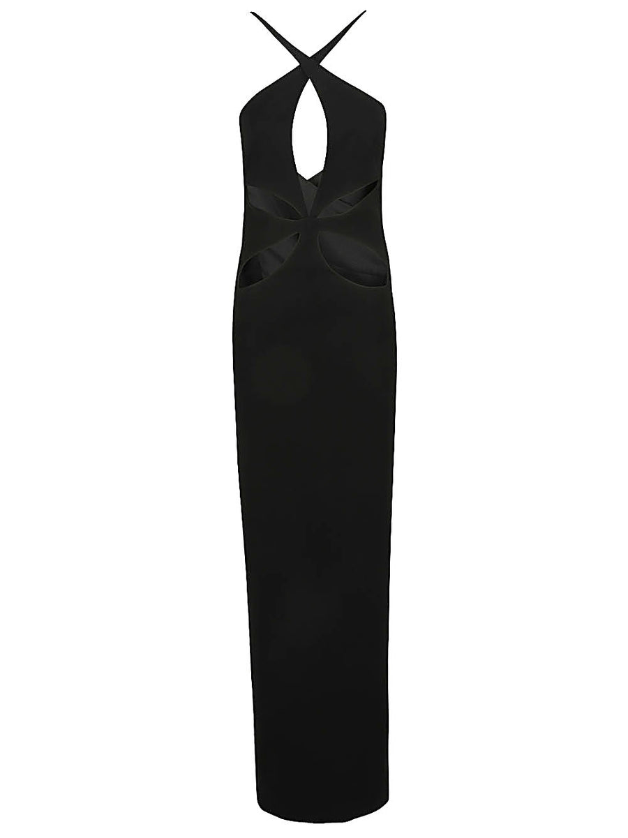 Monot Pre Cut-out detail silk crepe long dress
