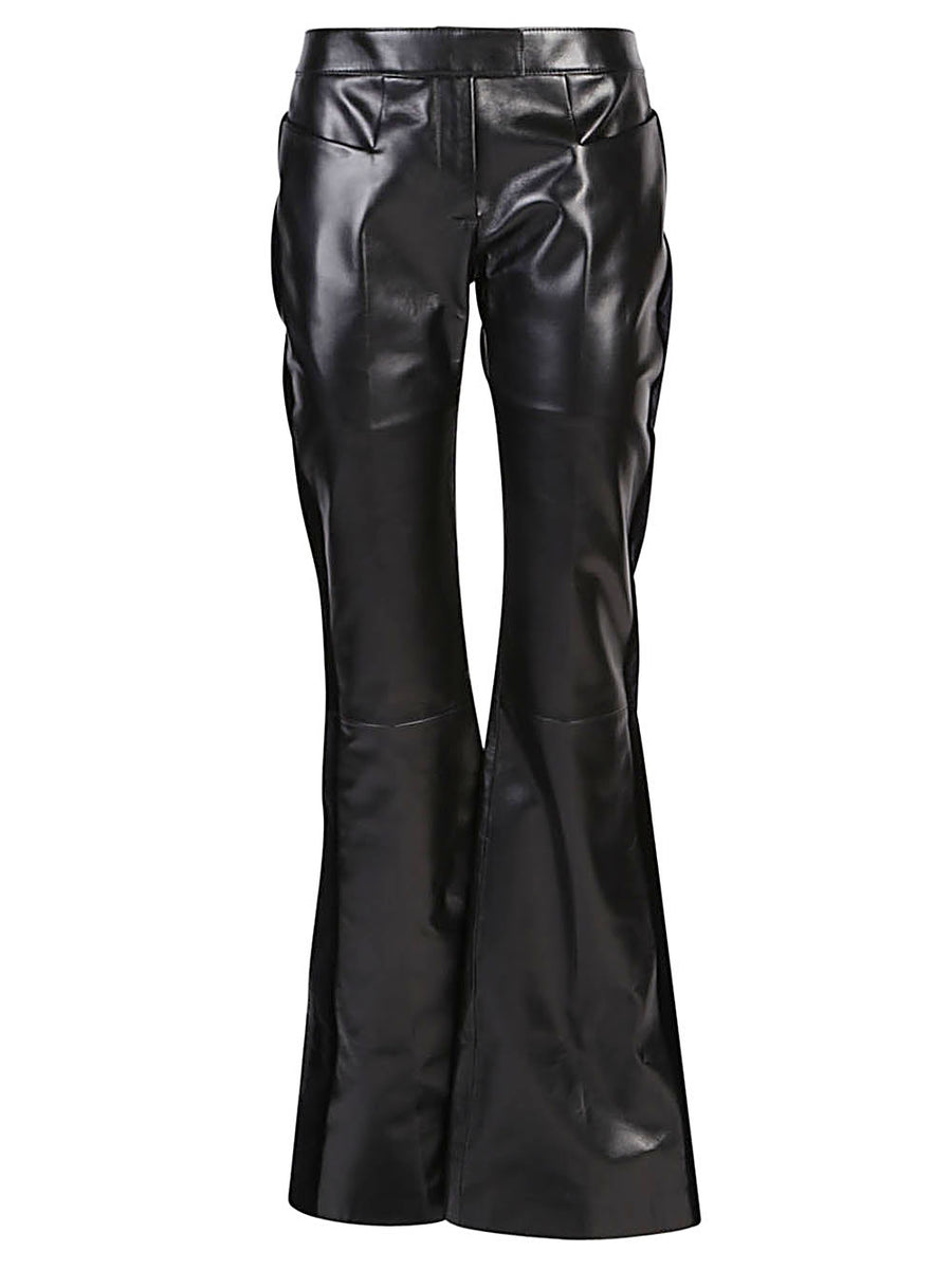 Tom Ford Flared leather and velvet trousers