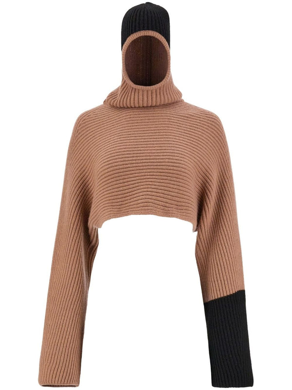 Ferragamo Wool-cashmere blend hoodie in beige