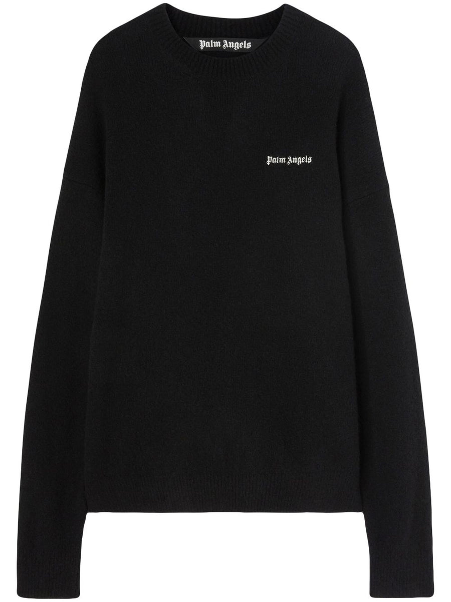 Palm Angels Merino-cashmere blend sweatshirt in black