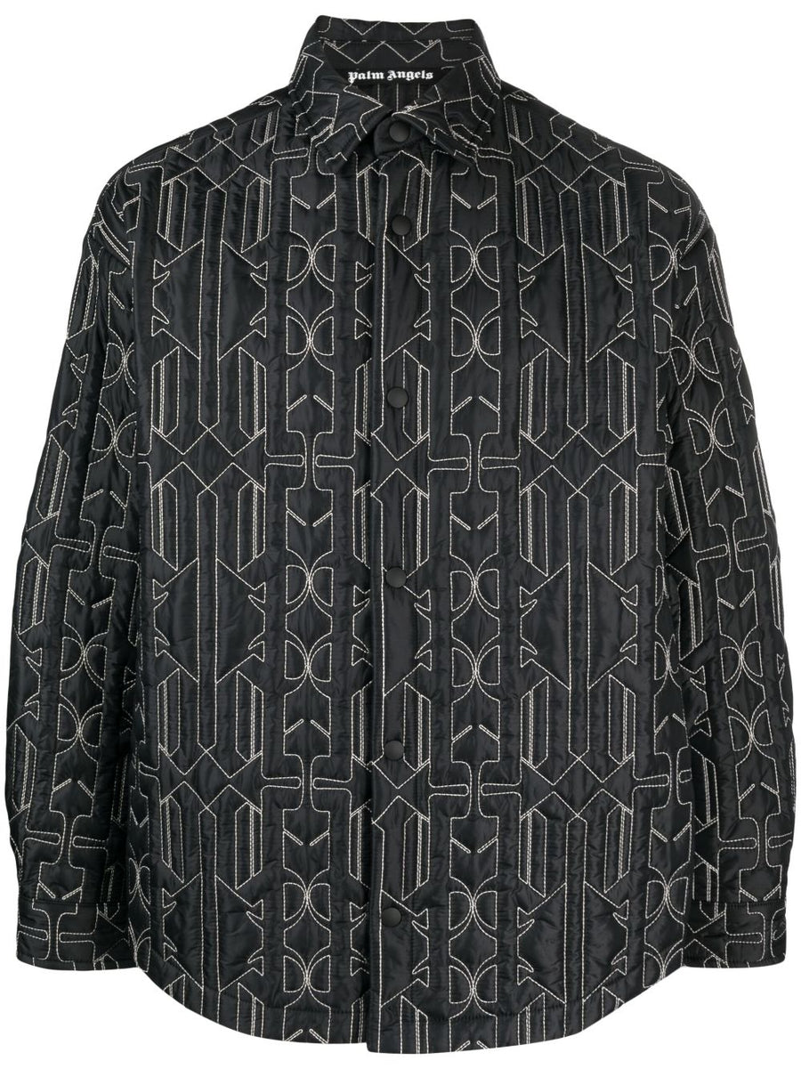 Palm Angels Monogram-Quilted Overshirt — Black