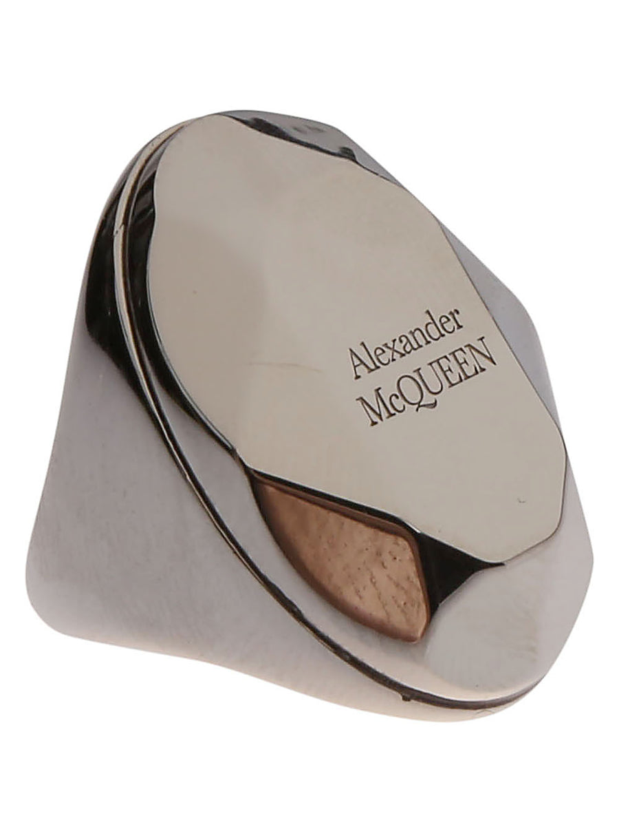 Alexander McQueen خاتم بحجر مكشوف خاتم — فضي
