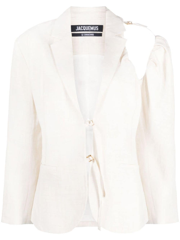 JACQUEMUS Linen blend blazer in off-white