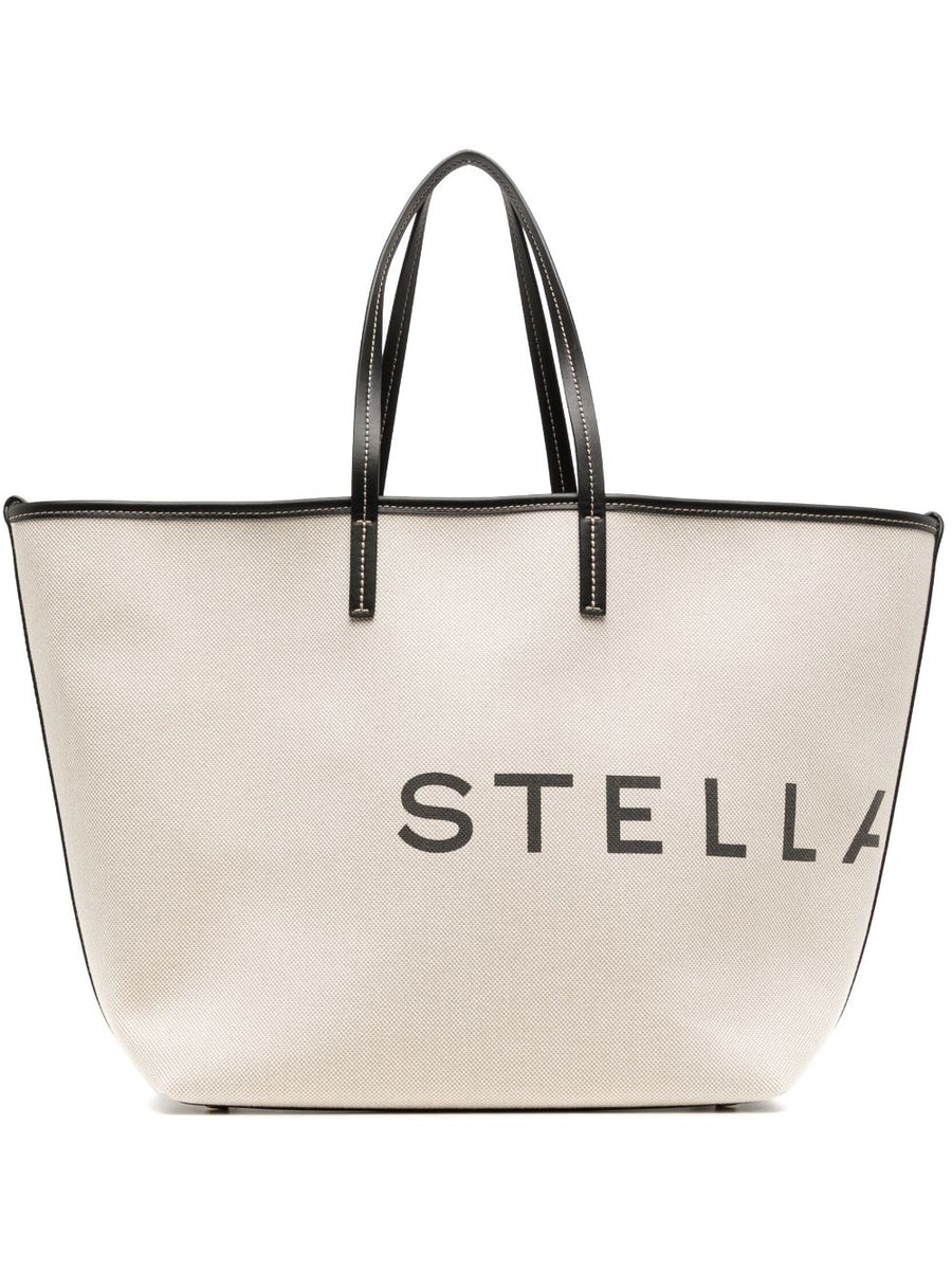 Stella McCartney Logo-Print Canvas Tote Bag — Ecru