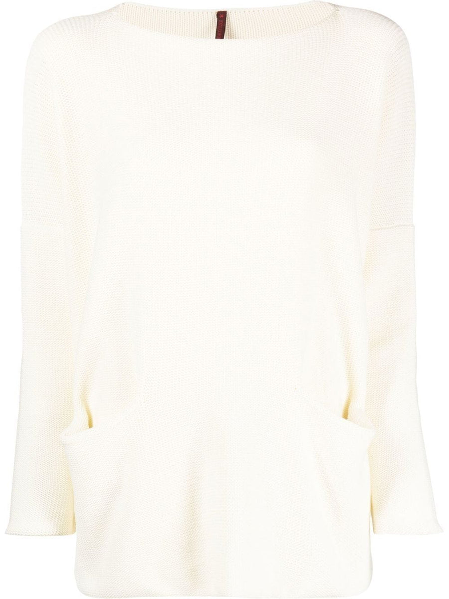 Daniela Gregis Cotton Boat Neck Sweater — Ivory