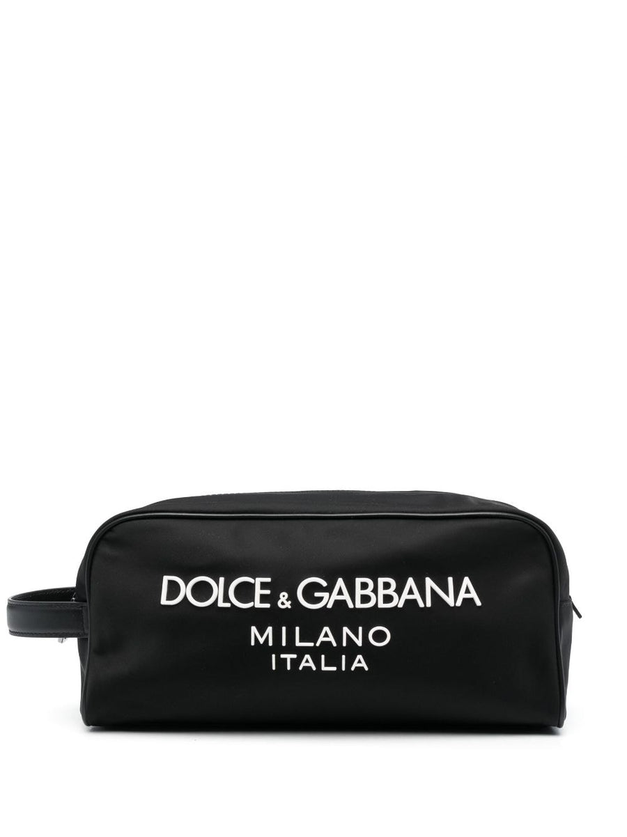 حقيبة غسيل Dolce & Gabbana بتصميم مطبوع شعار-نايلون — أسود
