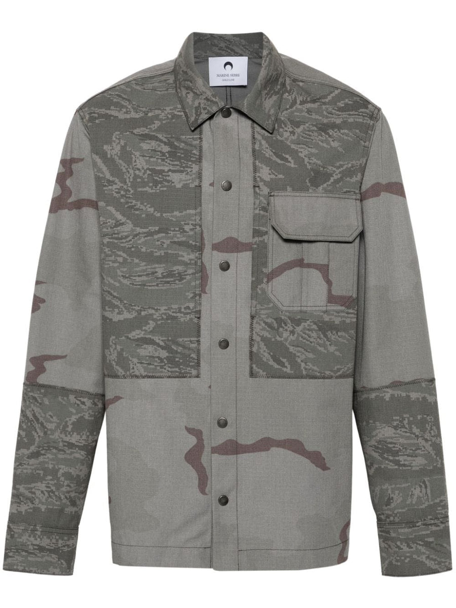 Marine Serre Camouflage Ripstop Overshirt — grey