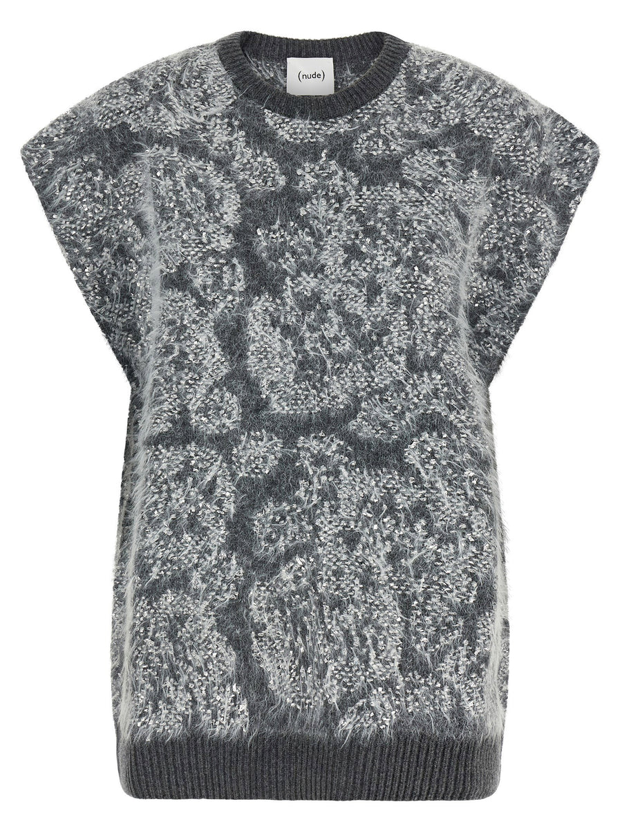 Nude Abstract Jacquard Wool Blend Sweater — Gray