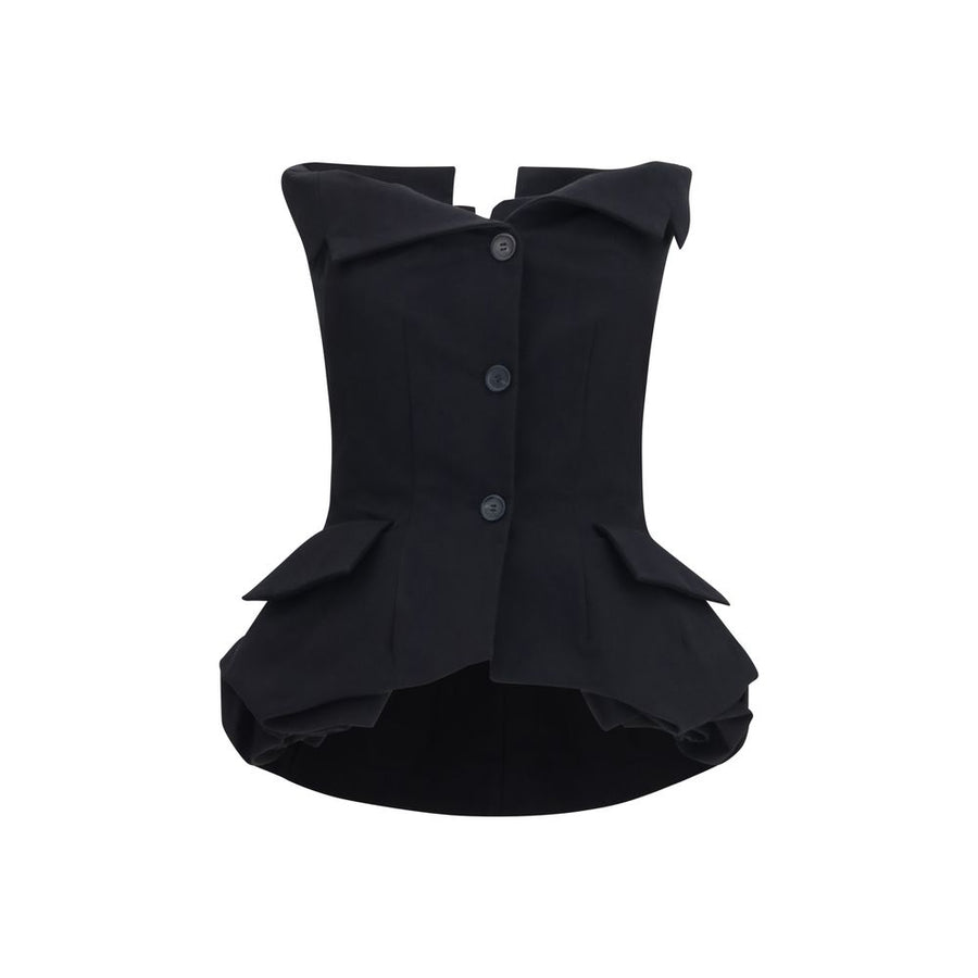 Magda Butrym 90% Silk bustier corset top in black