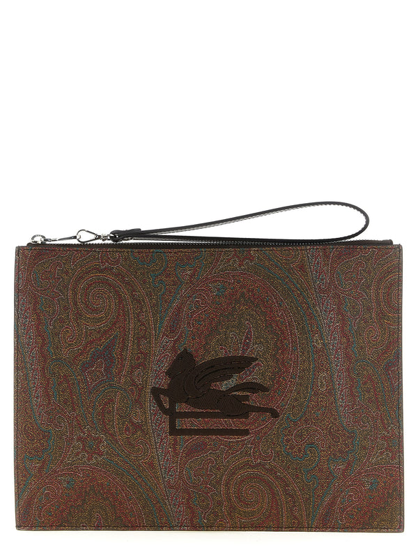 Etro 76% cotton clutch in brown