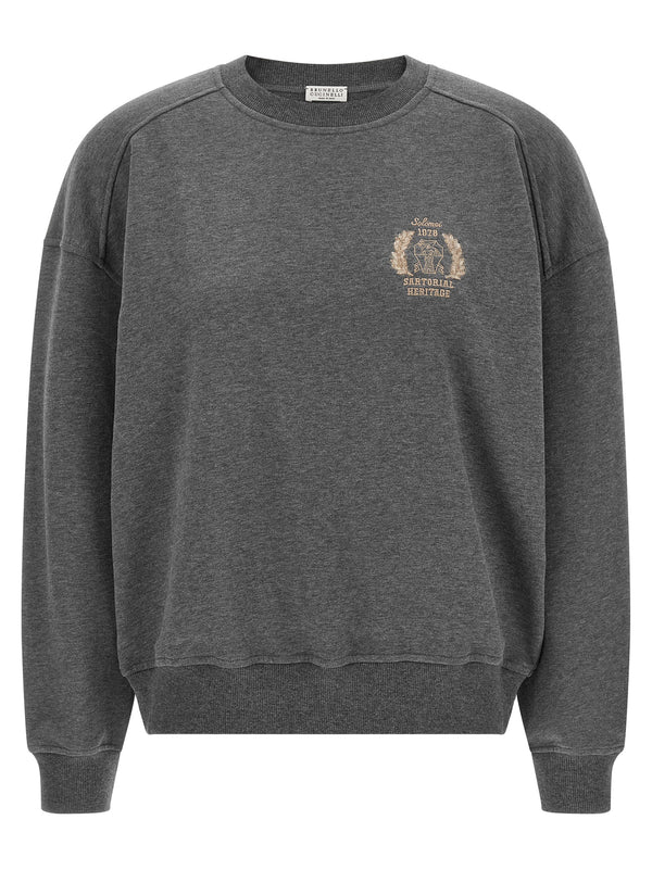 Brunello Cucinelli Pure cotton sweatshirt in gray