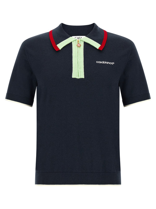 Blue Wool Polo Shirt