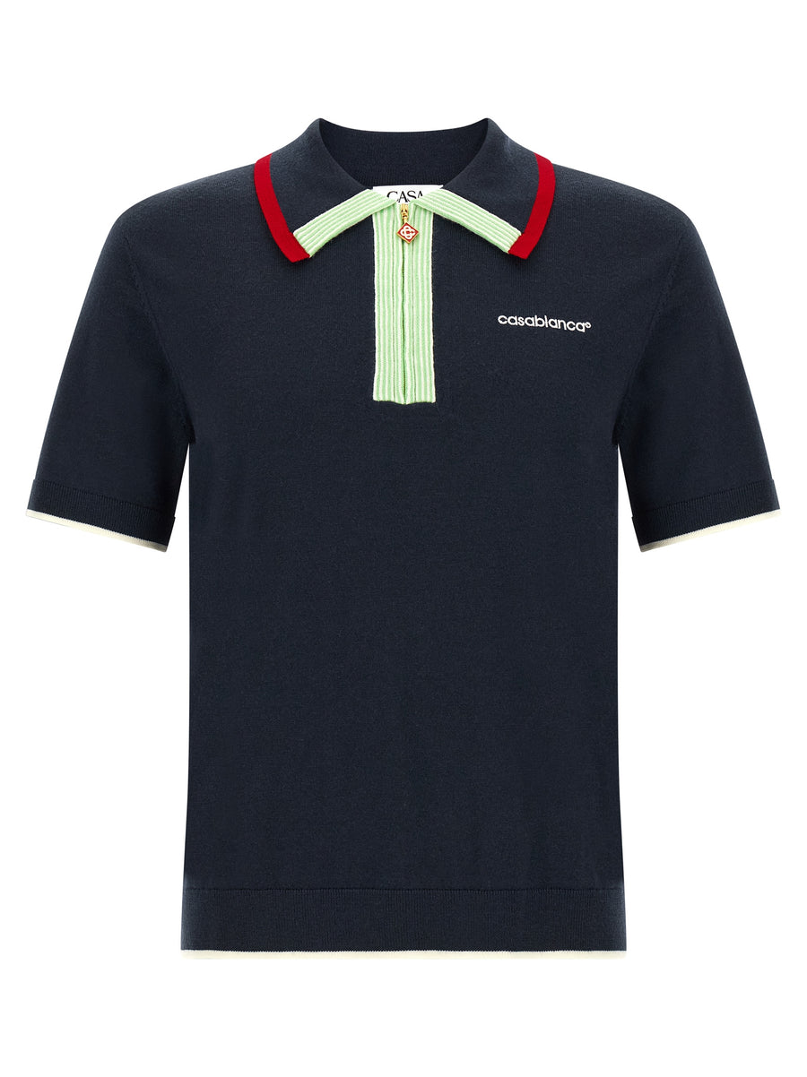 Blue Wool Polo Shirt