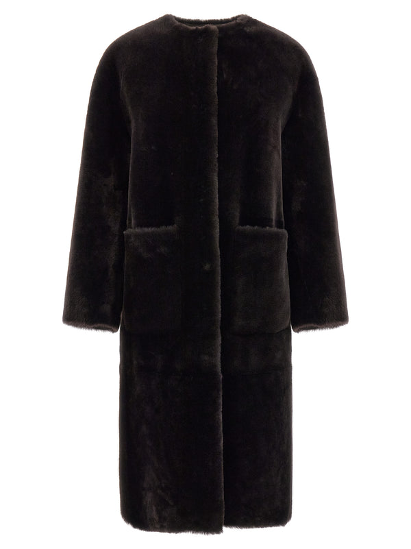 Brown Lamb Fur Coat Clothing