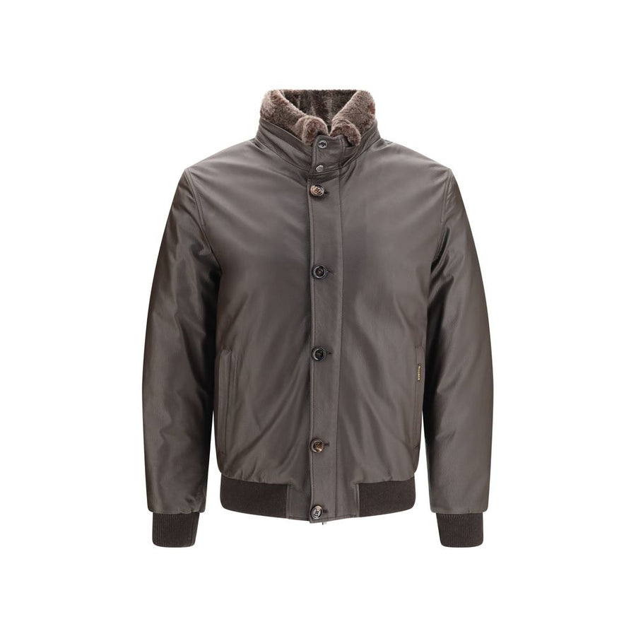 Brown Leather Full-Length Jacket Clothing