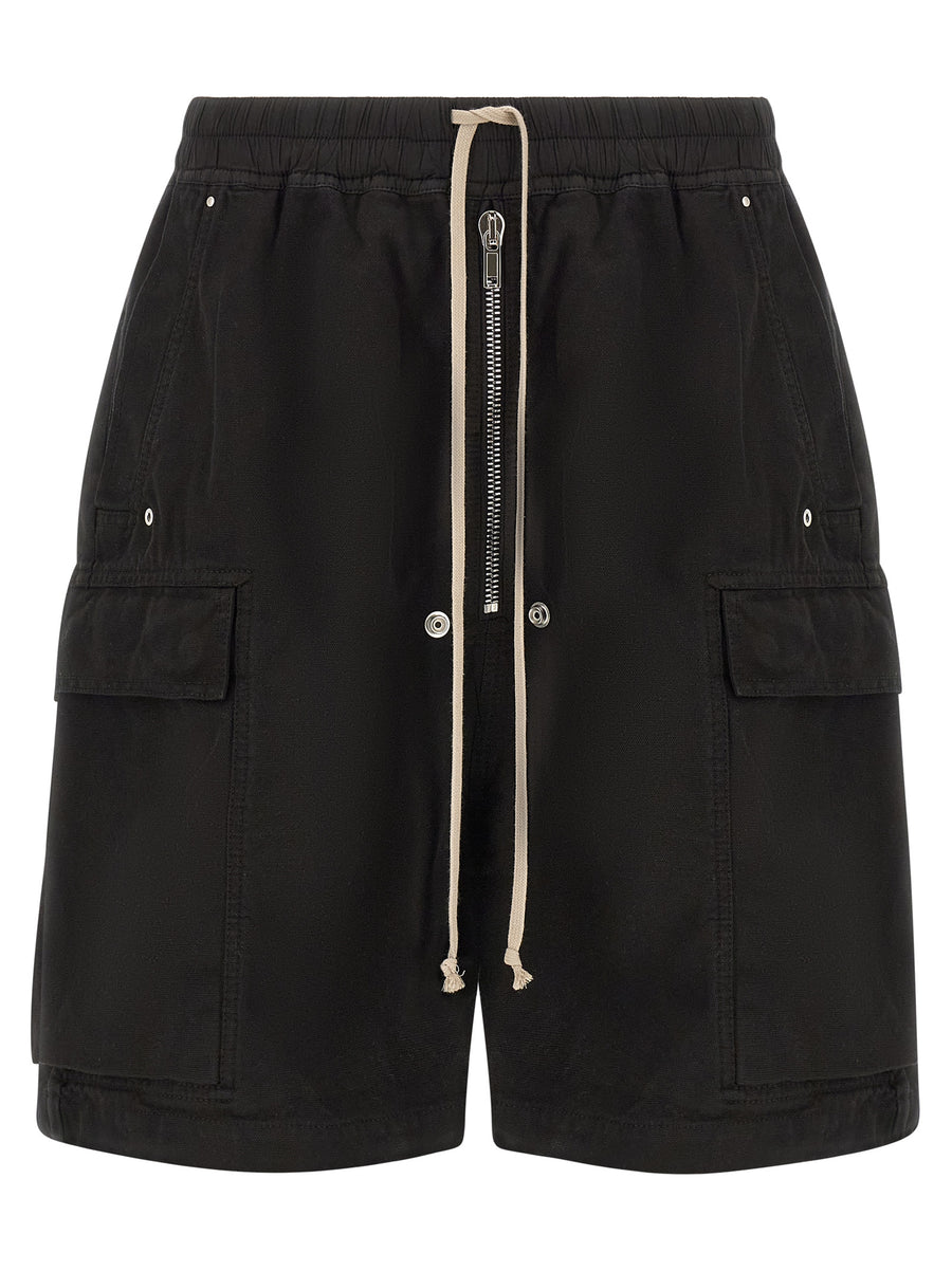 Black Cotton Bermuda Shorts
