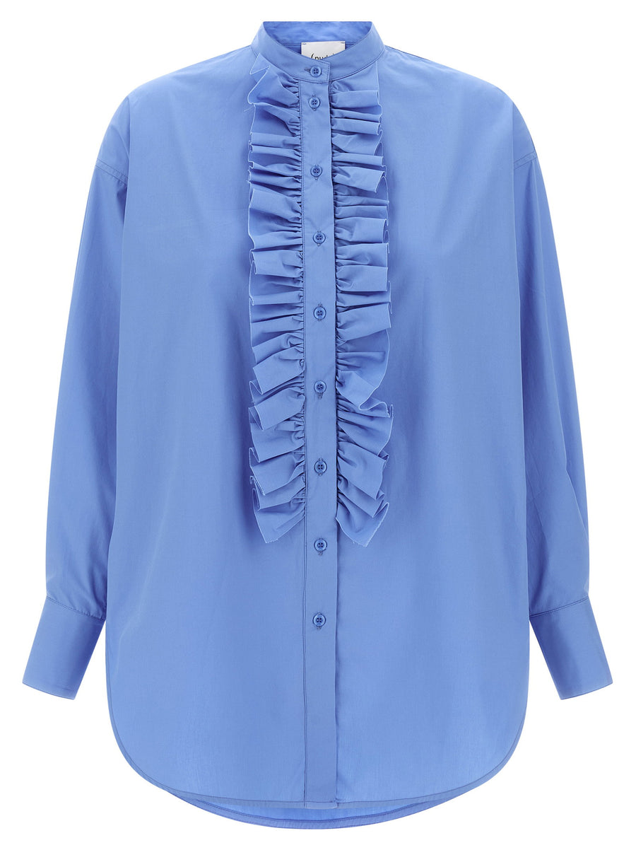 Nude Ruffled Cotton Poplin Shirt — Periwinkle